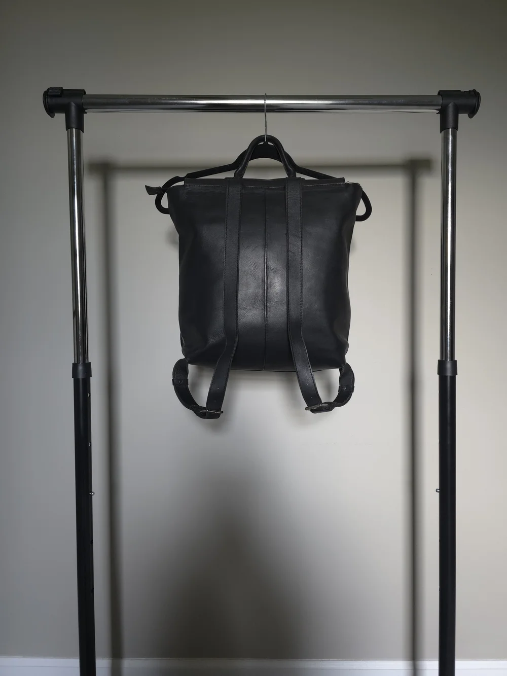 Black Leather & Suede Unisex Backpack, Handmade
